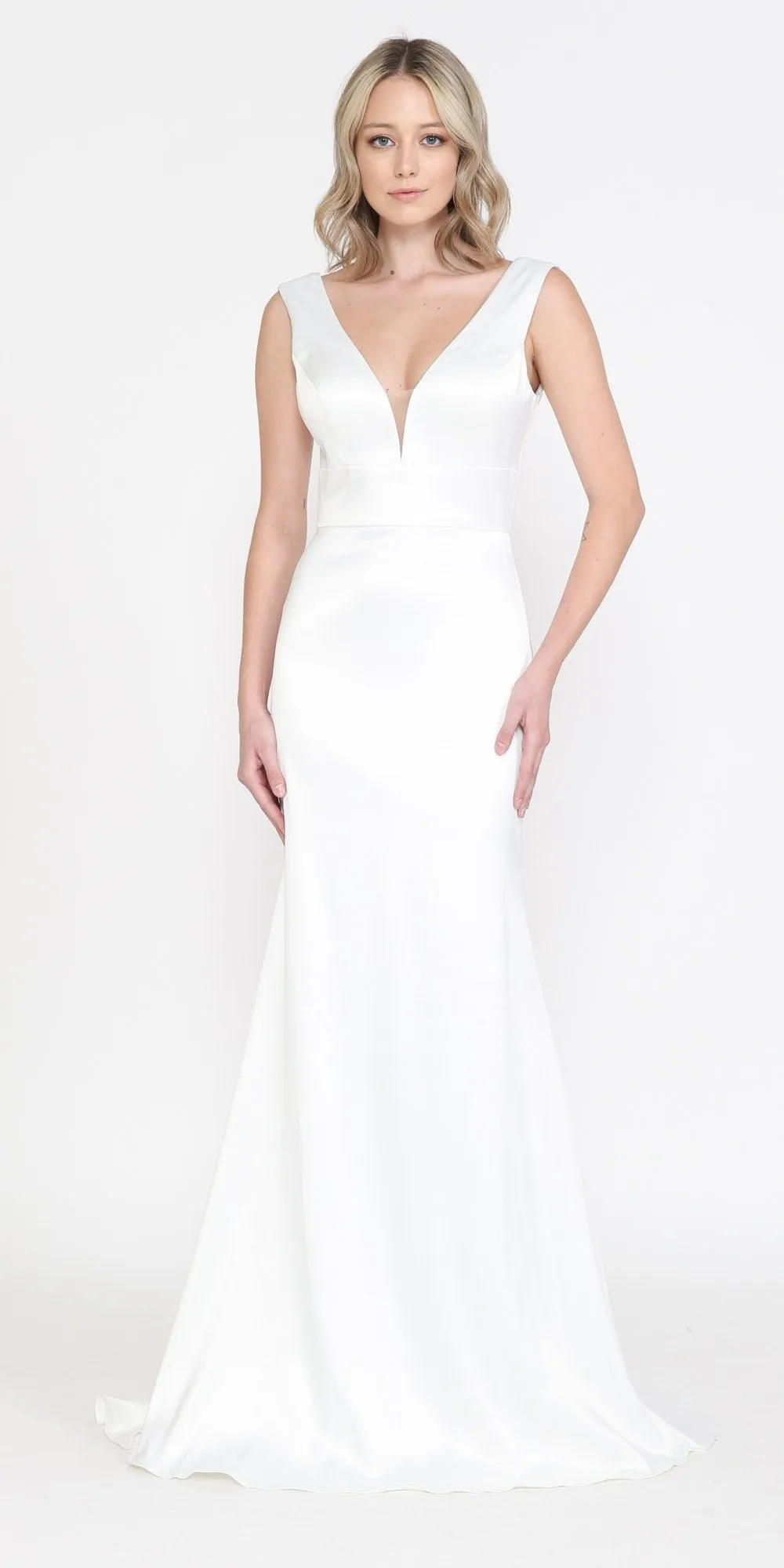 Poly USA 8502 Fitted Long Wedding Gown V-Neckline