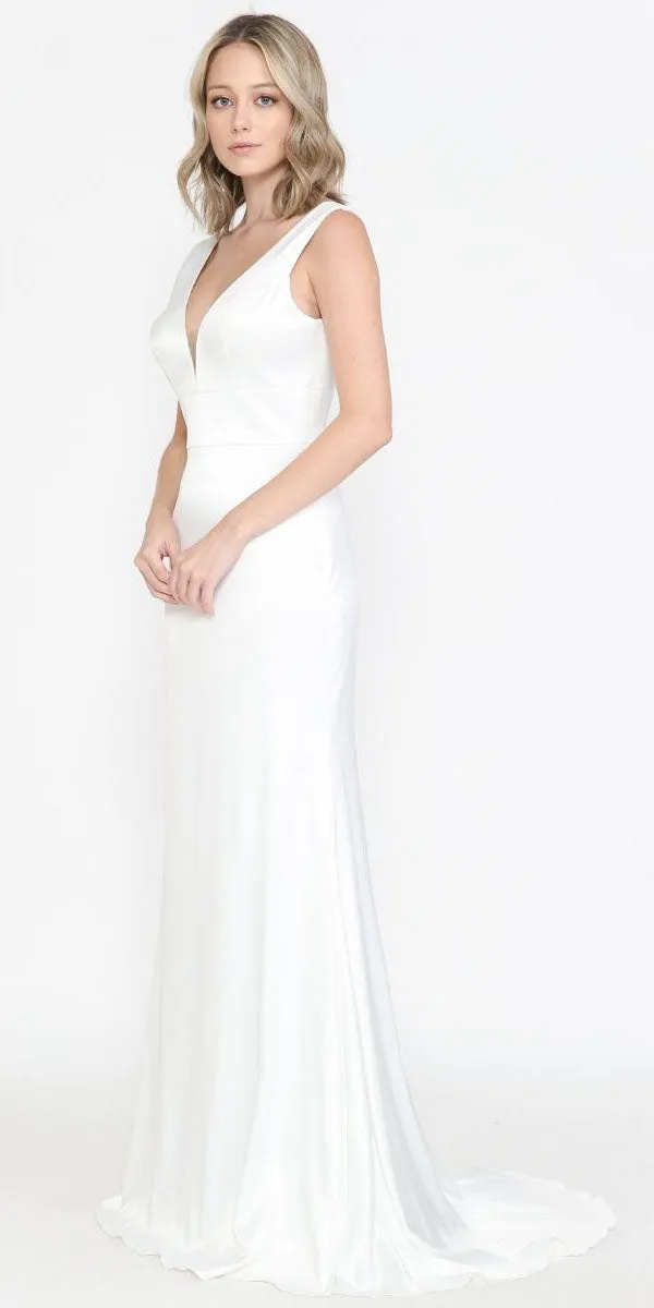 Poly USA 8502 Fitted Long Wedding Gown V-Neckline