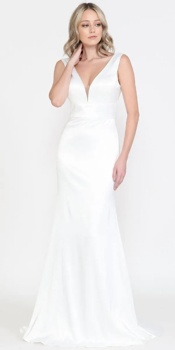 Poly USA 8502 Fitted Long Wedding Gown V-Neckline