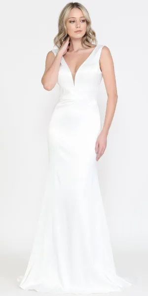 Poly USA 8502 Fitted Long Wedding Gown V-Neckline