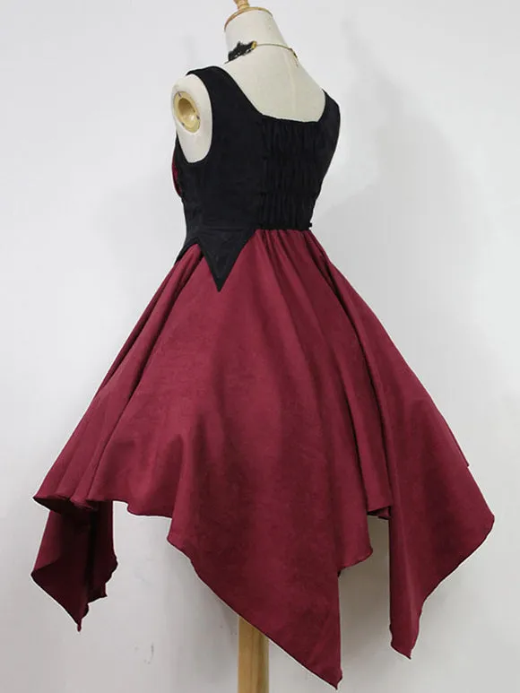 Pre-Sale Gothic Lolita JSK Dress Burgundy Sleeveless Ruffles Grommets Pleated Lolita Jumper Skirt