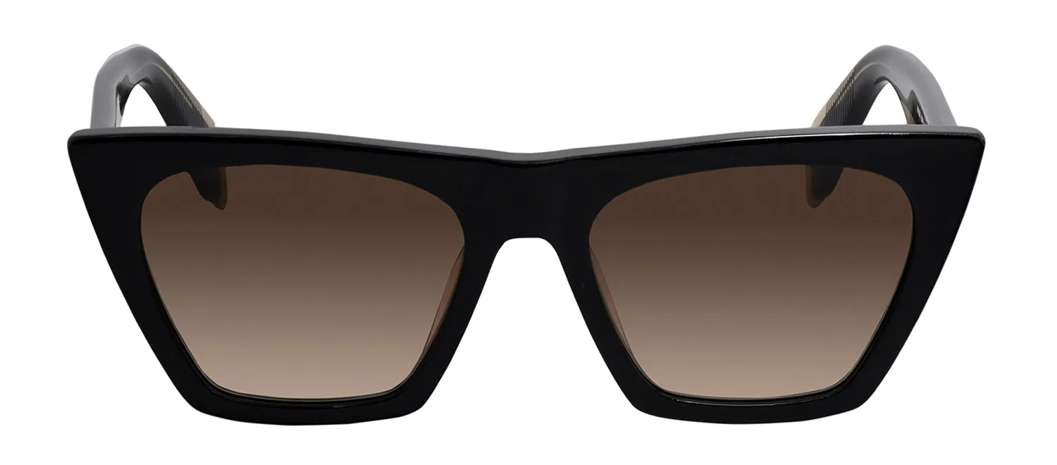 Rag & Bone RNB 1025/S 0WM Cat Eye Plastic Black Beige Sunglasses with Brown Gradient Lens