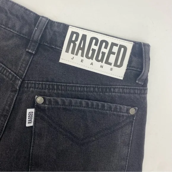 Ragged Priest X Free People Back Slash Mom Jeans: Charcoal Black Rigid Denim