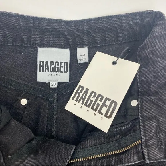 Ragged Priest X Free People Back Slash Mom Jeans: Charcoal Black Rigid Denim