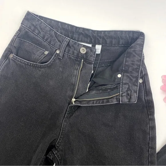 Ragged Priest X Free People Back Slash Mom Jeans: Charcoal Black Rigid Denim