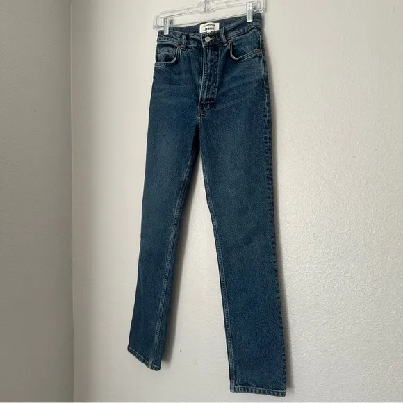 Reformation Liza Anguilla Wash Ultra High Rise Straight Leg Jeans Denim‎ Size 24