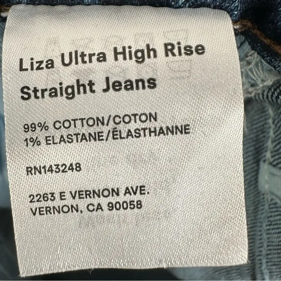 Reformation Liza Anguilla Wash Ultra High Rise Straight Leg Jeans Denim‎ Size 24