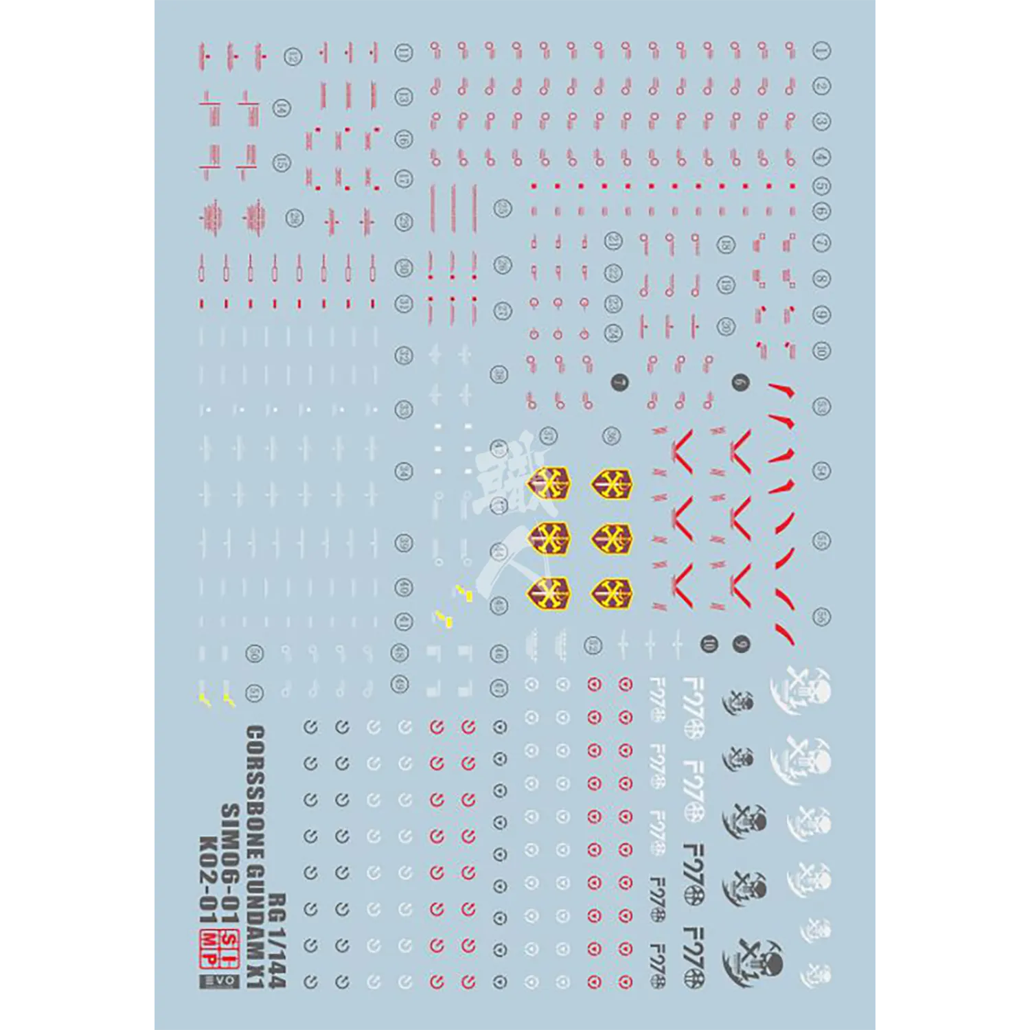 RG Crossbone Gundam X1 Waterslide Decals [UV]
