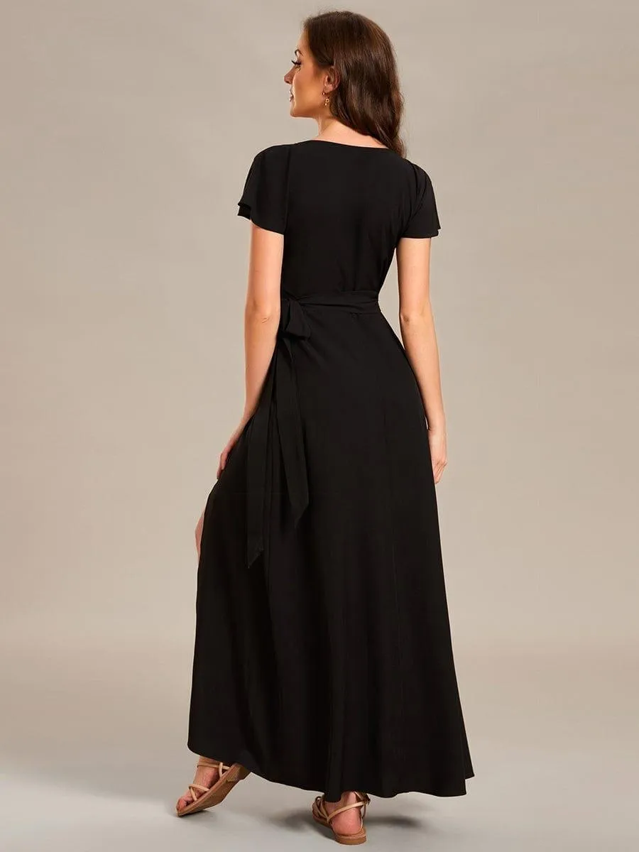 Robe Décontractée d'été une pièce imprimée à manches courtes et taille nouée(Vente finale)