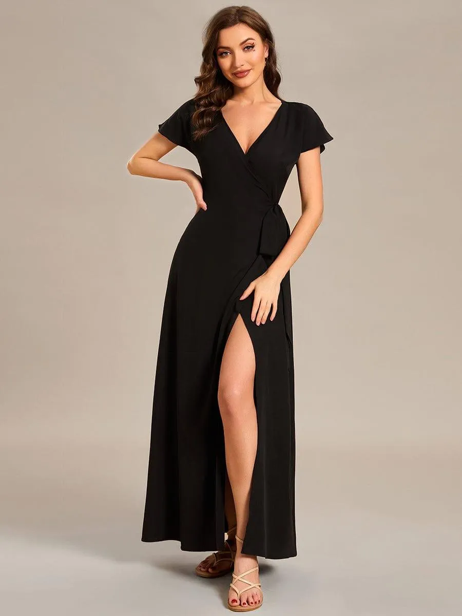 Robe Décontractée d'été une pièce imprimée à manches courtes et taille nouée(Vente finale)