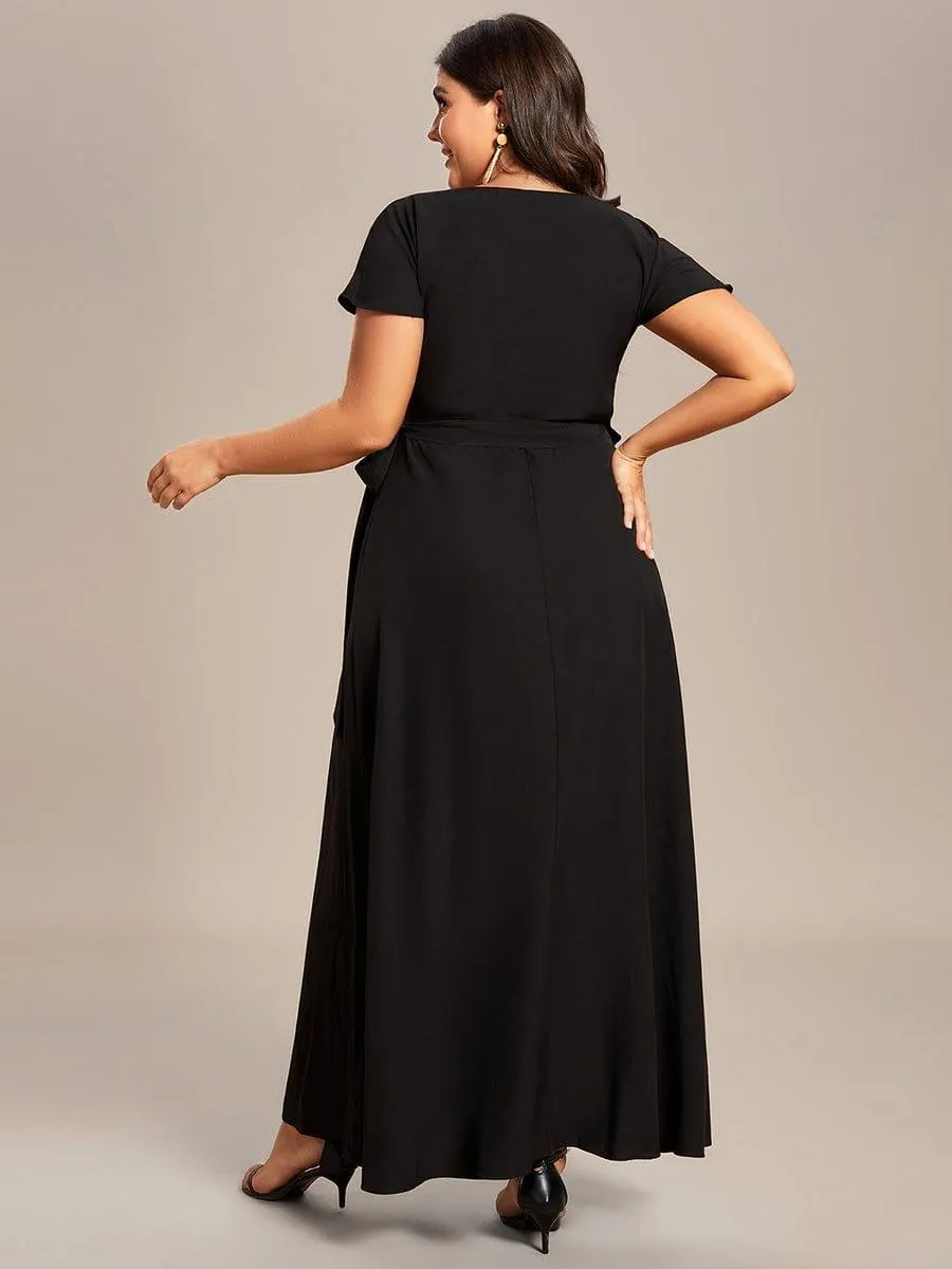 Robe Décontractée d'été une pièce imprimée à manches courtes et taille nouée(Vente finale)