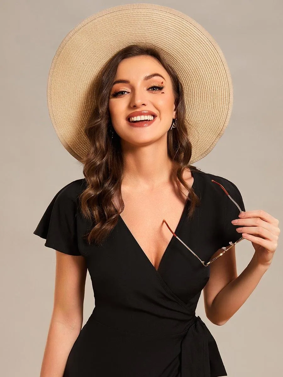 Robe Décontractée d'été une pièce imprimée à manches courtes et taille nouée(Vente finale)
