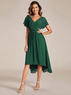 Robe de soirée de mariée chic en mousseline à col en V