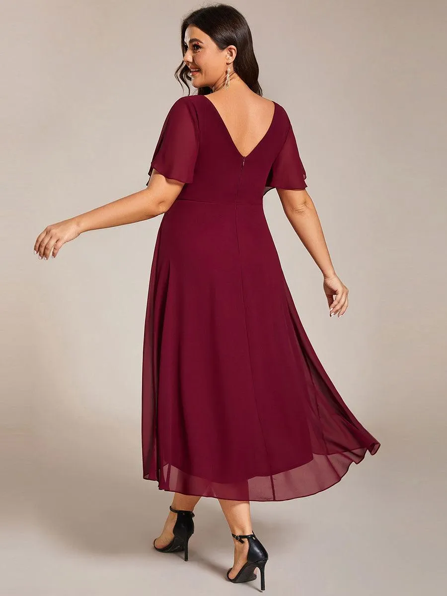 Robe de soirée de mariée chic en mousseline à col en V