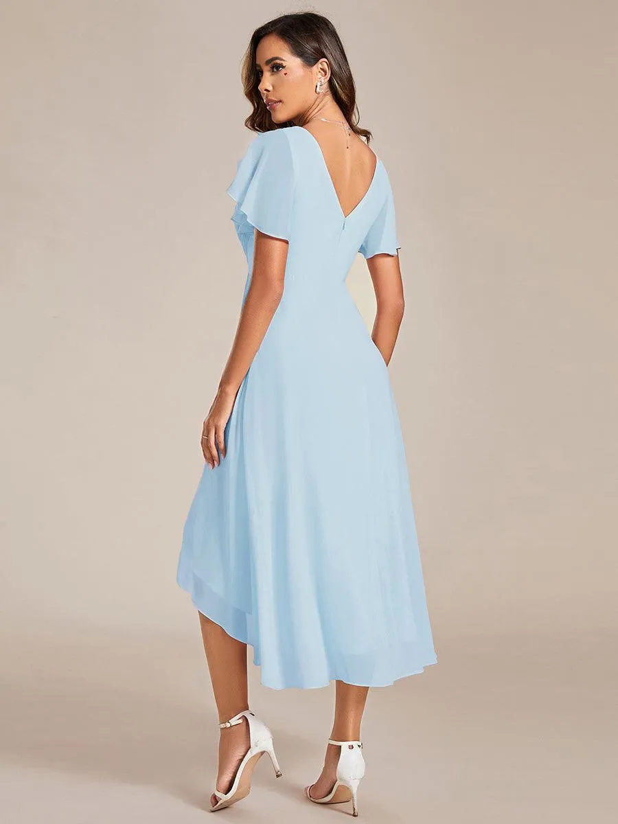 Robe de soirée de mariée chic en mousseline à col en V