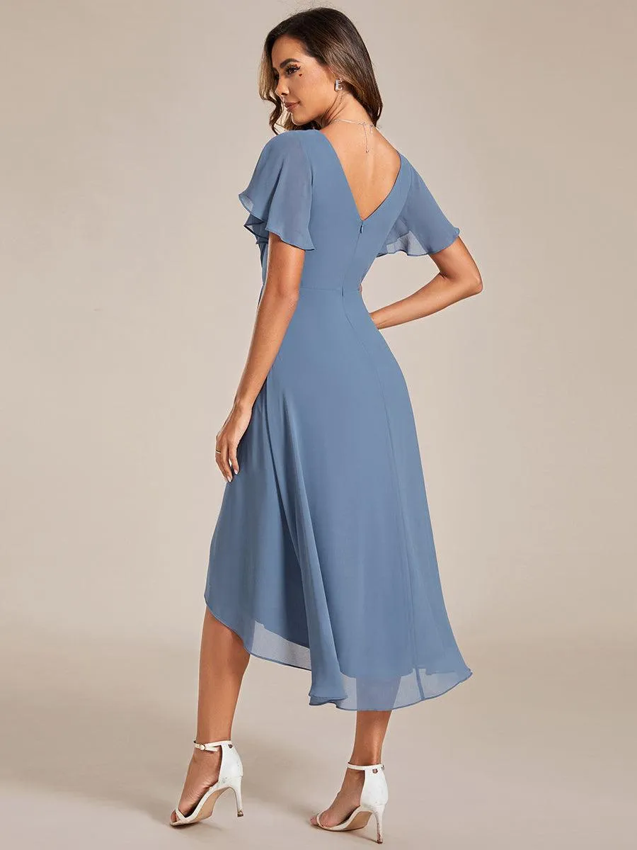 Robe de soirée de mariée chic en mousseline à col en V