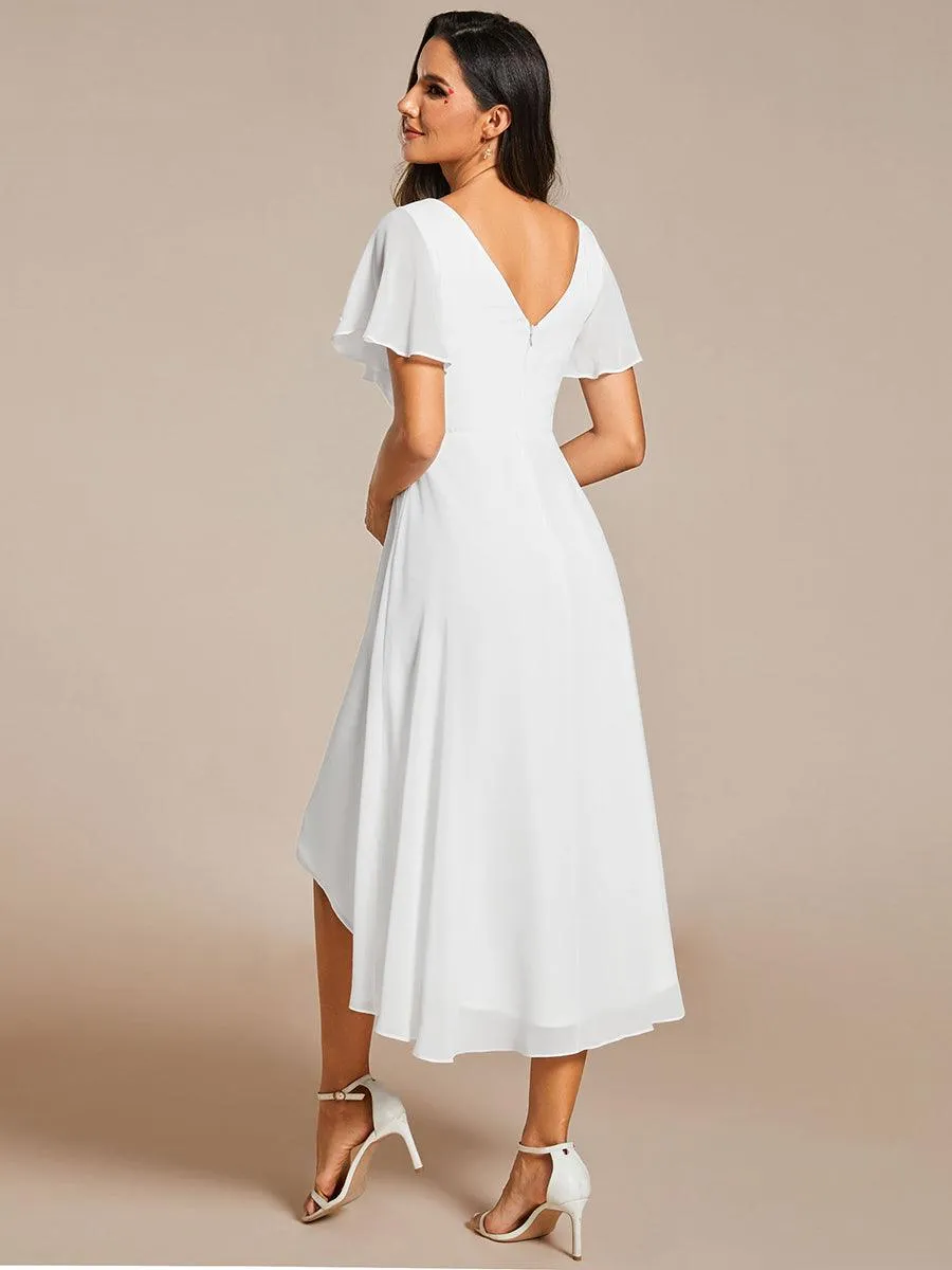 Robe de soirée de mariée chic en mousseline à col en V