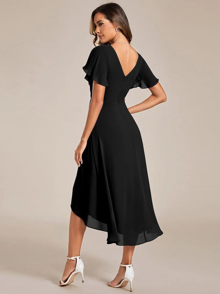 Robe de soirée de mariée chic en mousseline à col en V