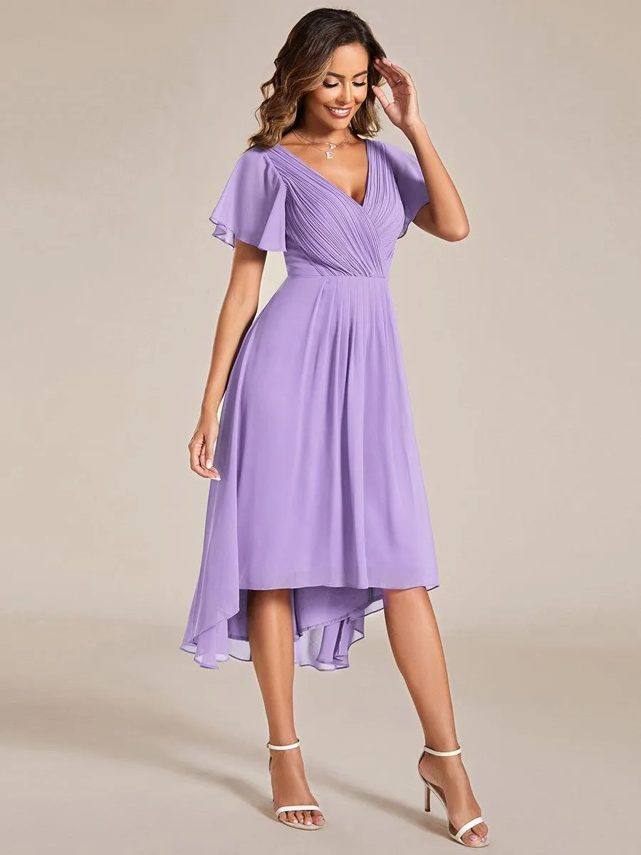 Robe de soirée de mariée chic en mousseline à col en V