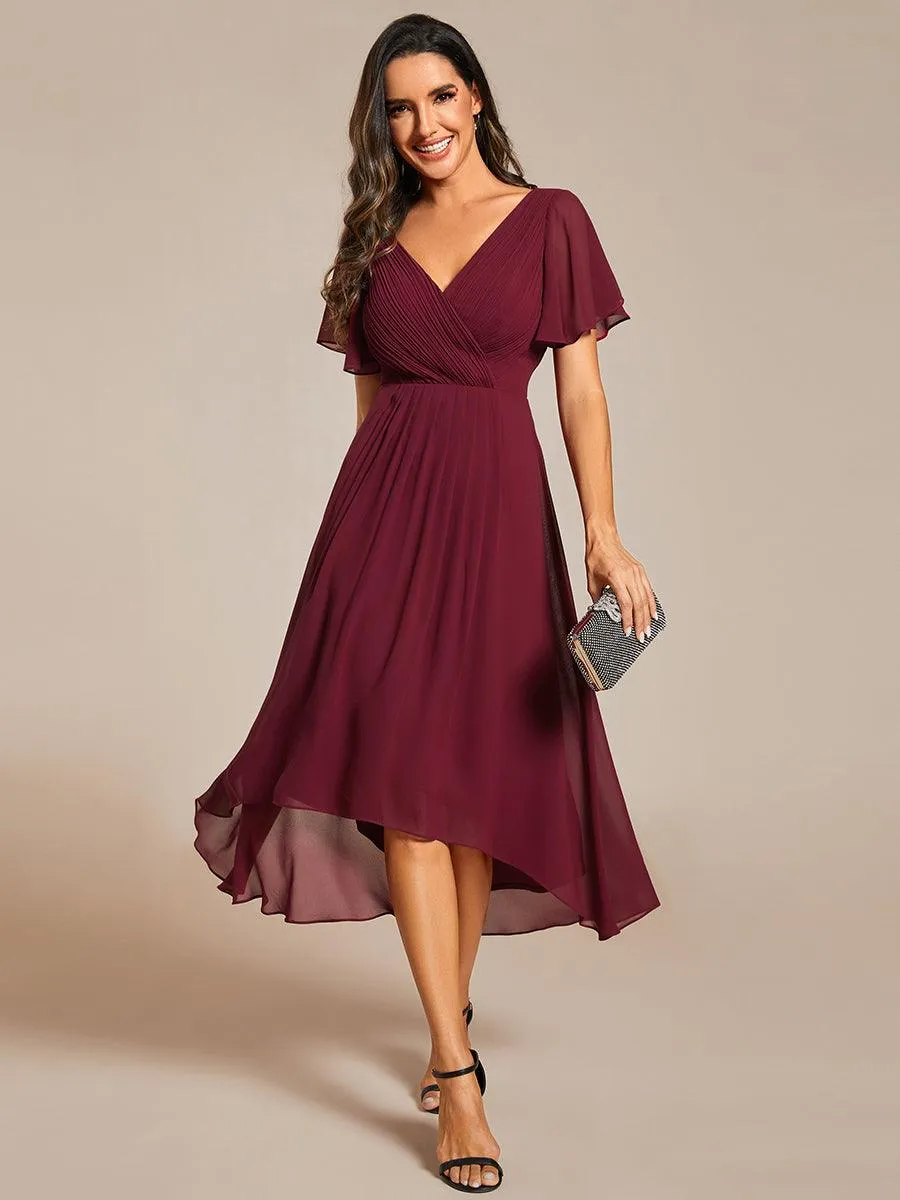 Robe de soirée de mariée chic en mousseline à col en V