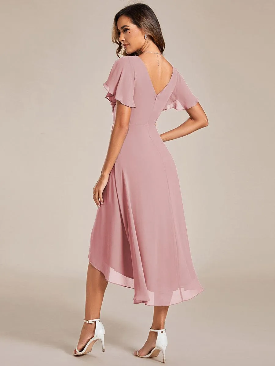Robe de soirée de mariée chic en mousseline à col en V