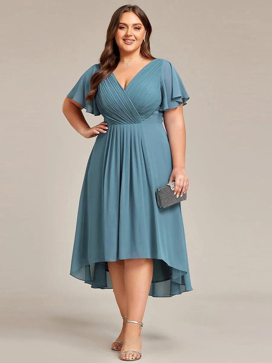 Robe de soirée de mariée chic en mousseline à col en V