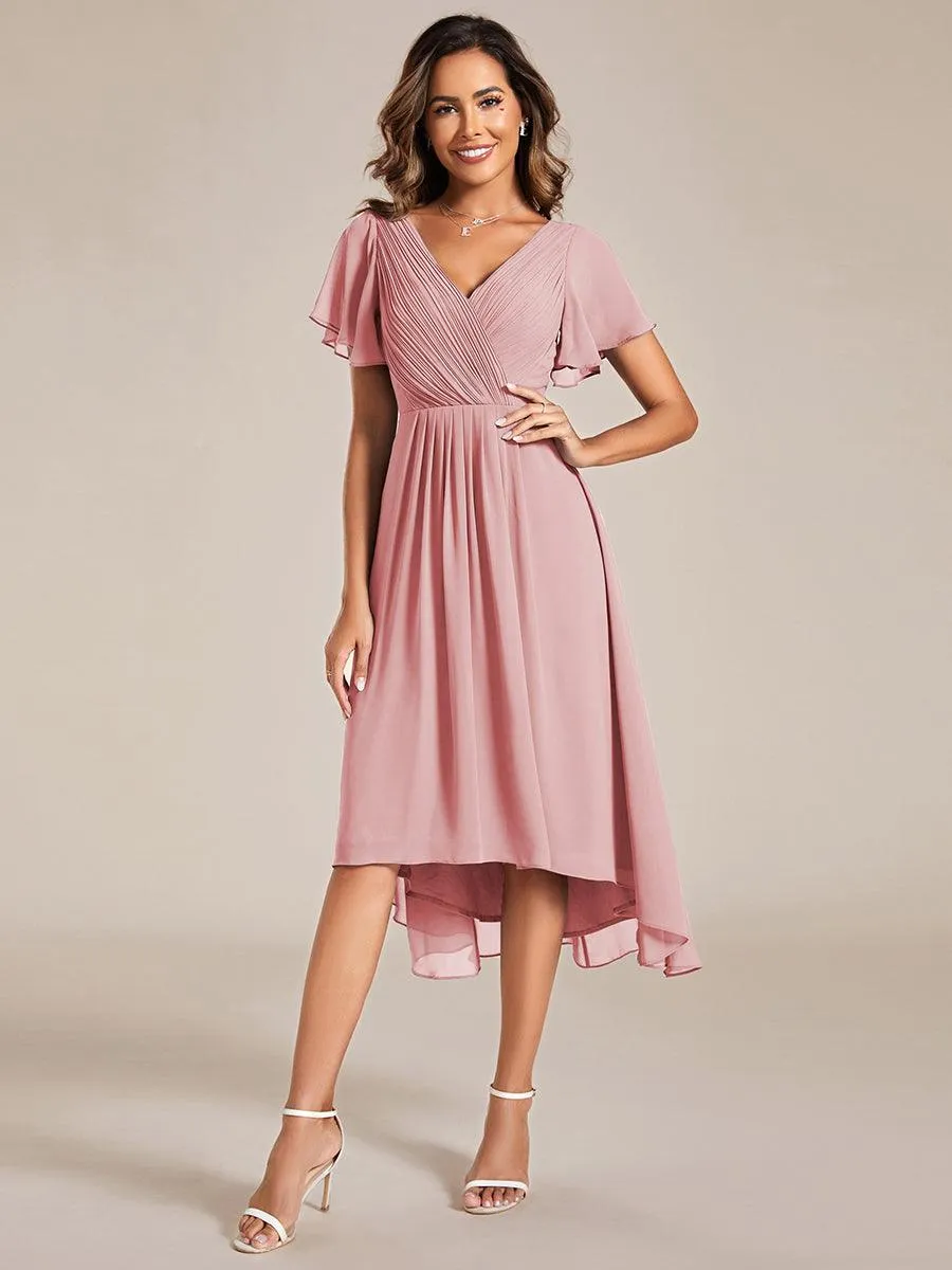 Robe de soirée de mariée chic en mousseline à col en V