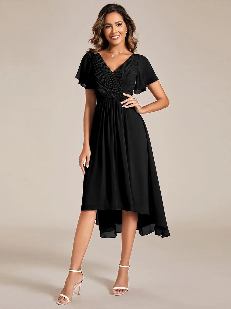 Robe de soirée de mariée chic en mousseline à col en V