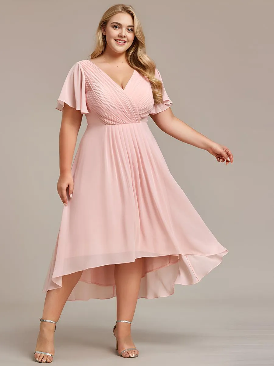 Robe de soirée de mariée chic en mousseline à col en V