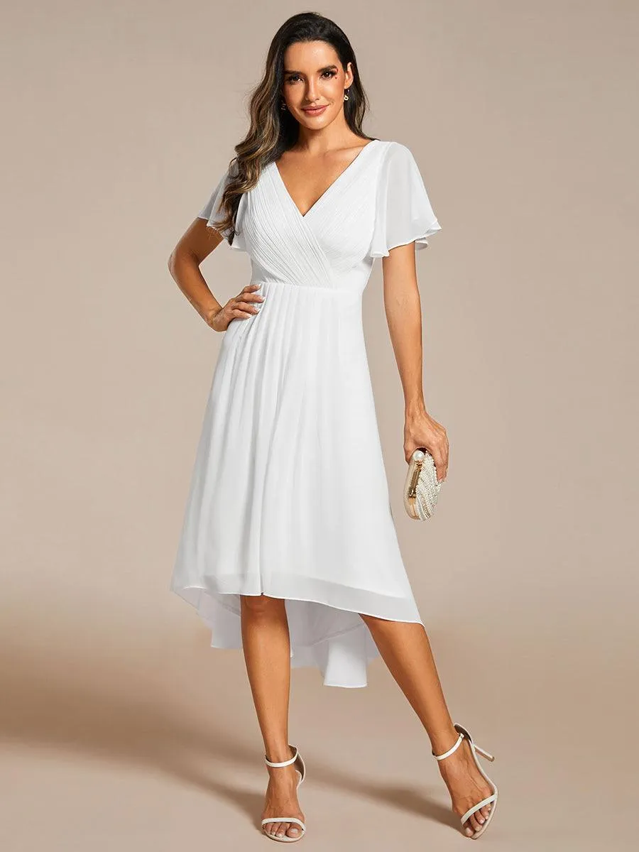 Robe de soirée de mariée chic en mousseline à col en V