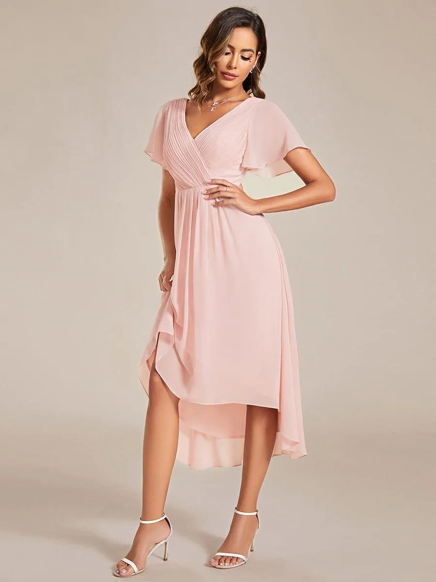Robe de soirée de mariée chic en mousseline à col en V