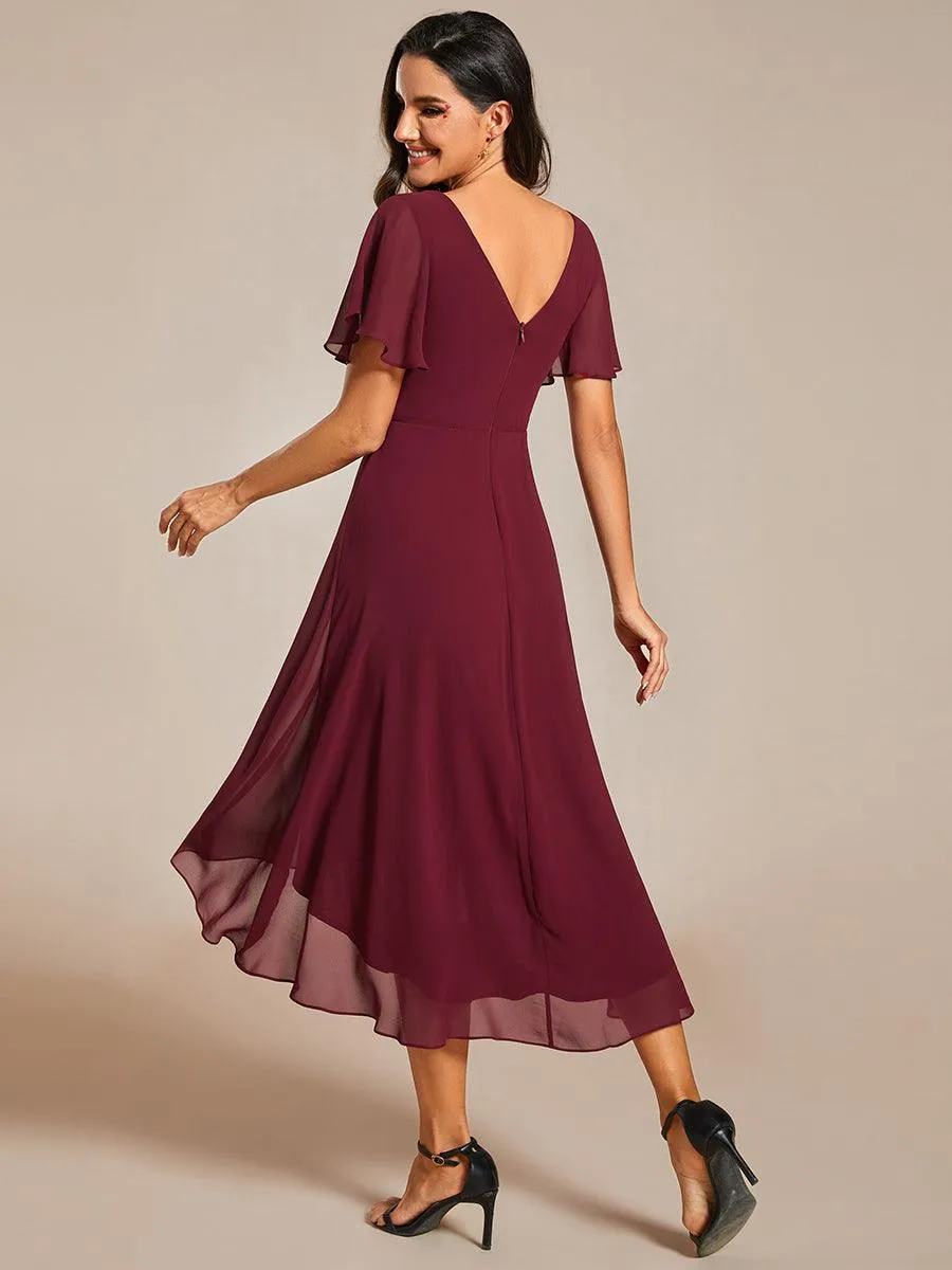 Robe de soirée de mariée chic en mousseline à col en V