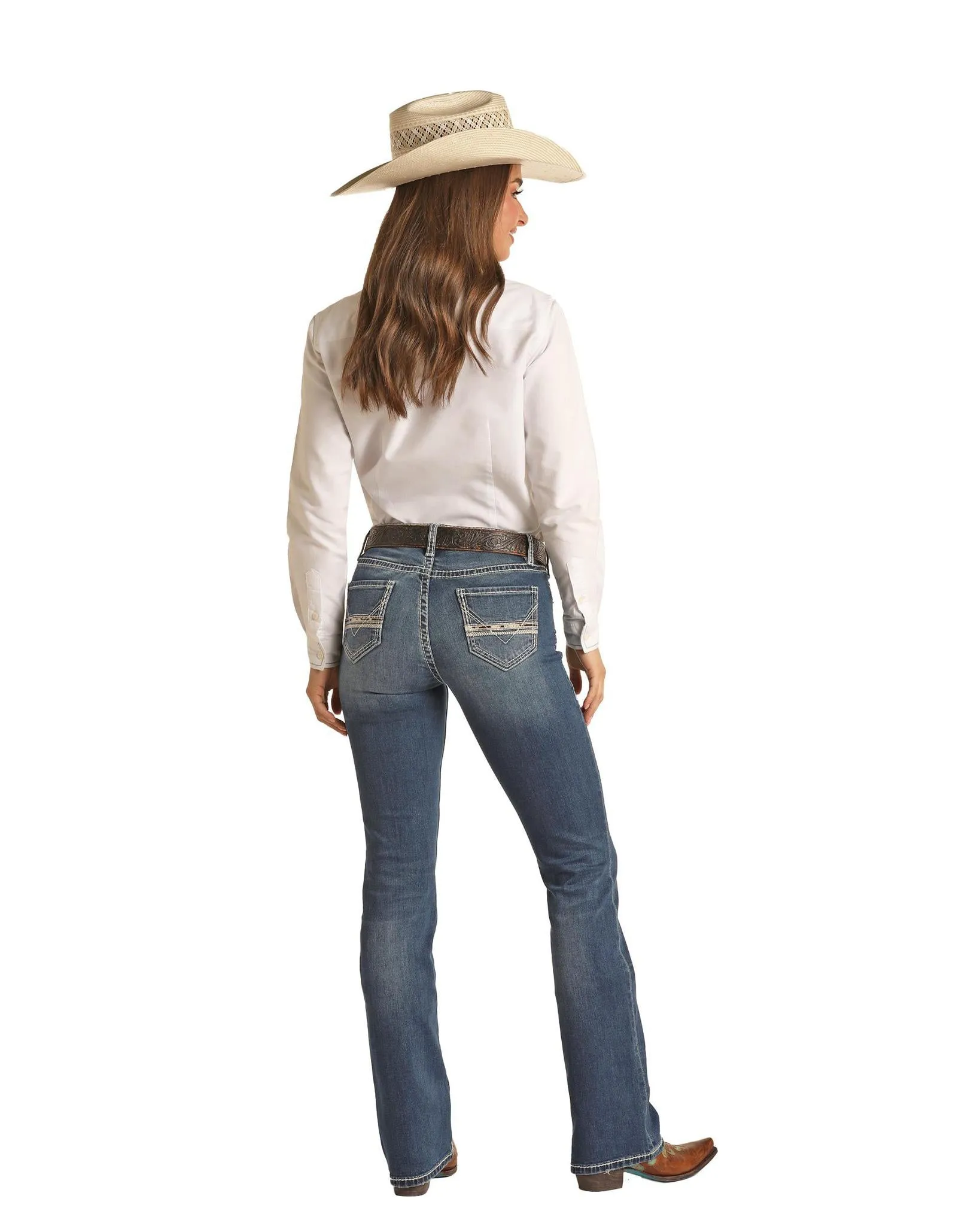 ROCK & ROLL DENIM LADIES RIDING JEAN COWPRINT POCKET