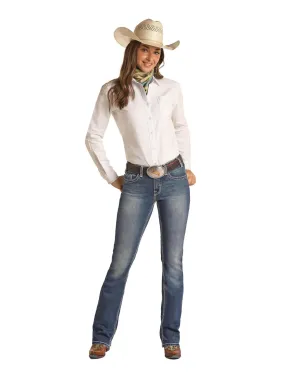 ROCK & ROLL DENIM LADIES RIDING JEAN COWPRINT POCKET