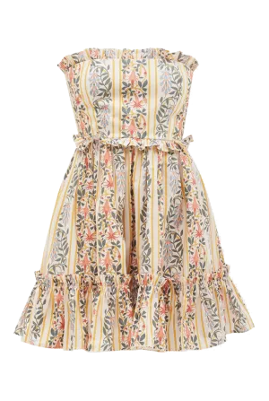 Rosa floral-print strapless cotton mini dress