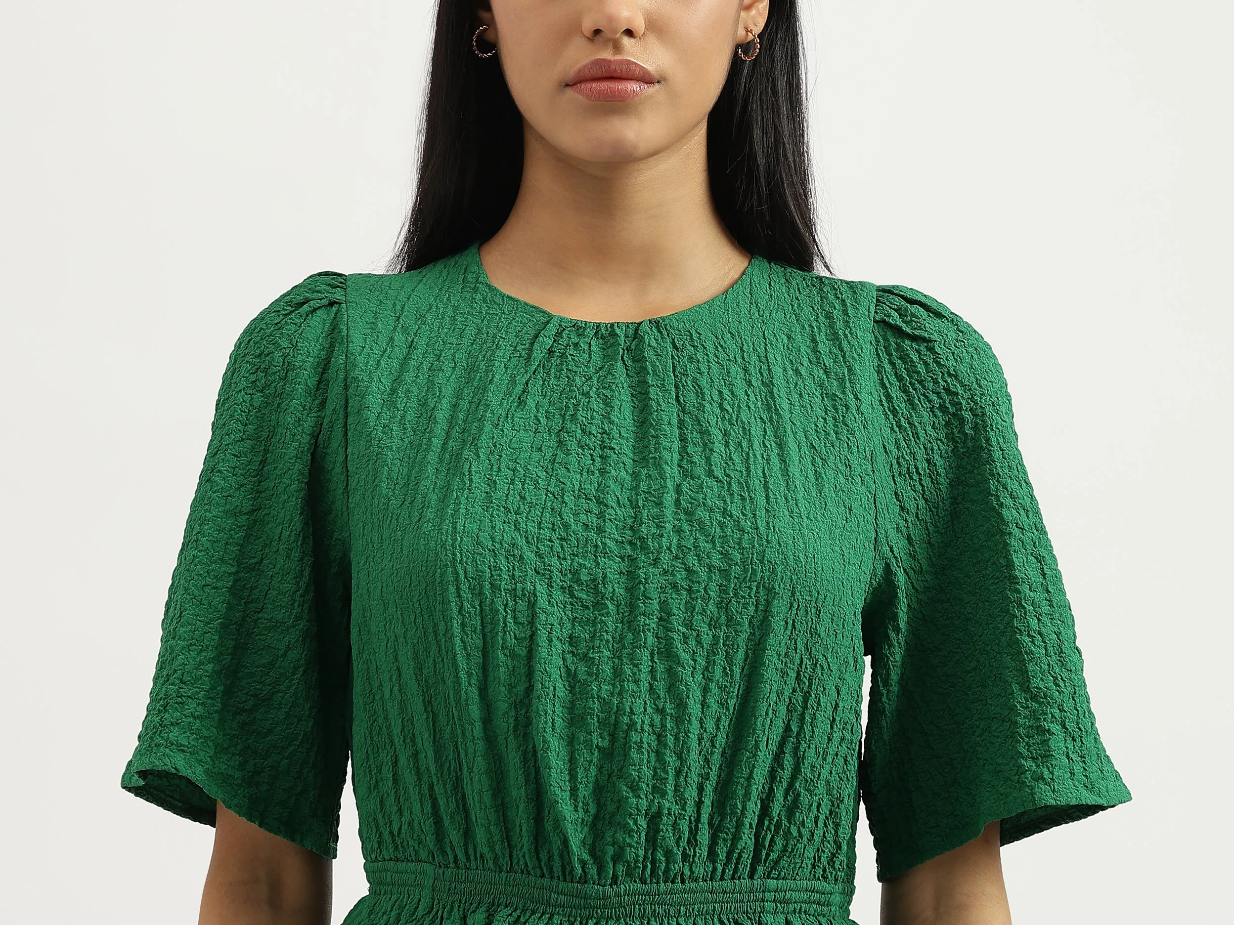 Round Neck Solid Dresses