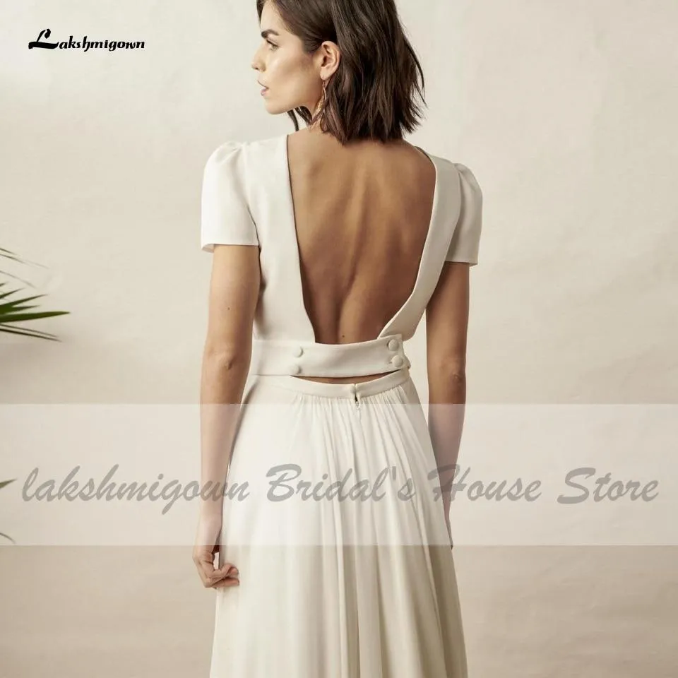 Roycebridal Chic Bridal 2 Piece White Wedding Dress Beach Summer