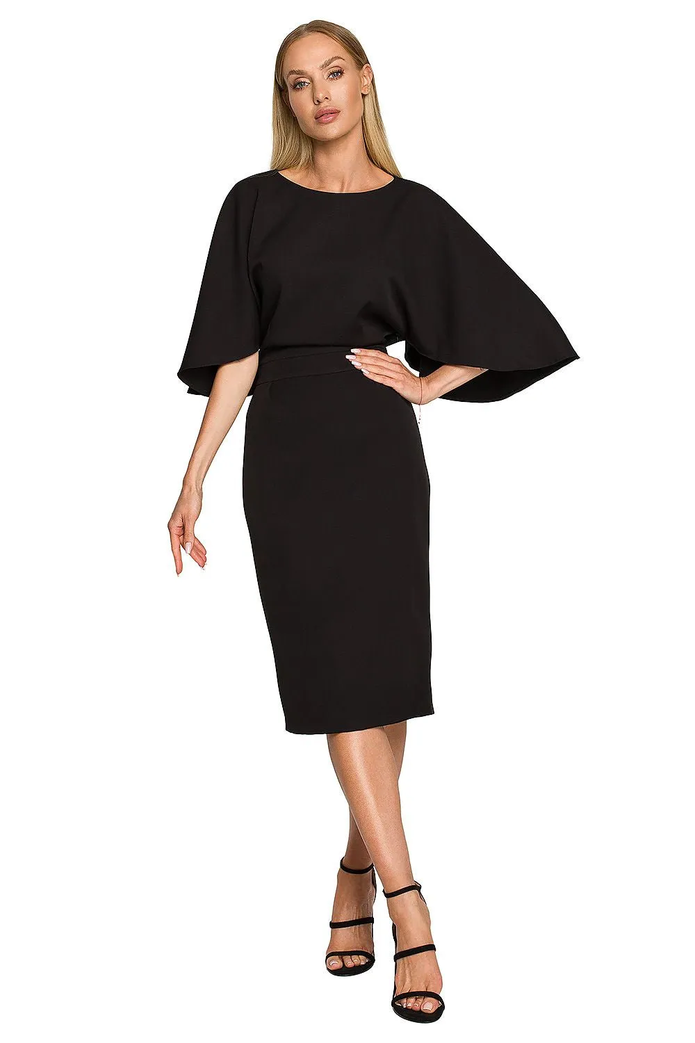 Ruffled Sleeve Fitted Cocktail Dress