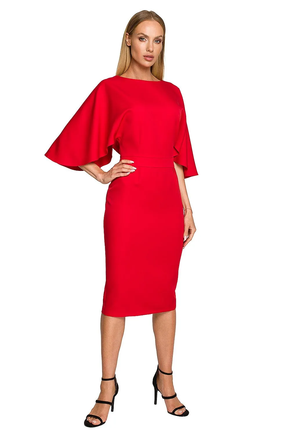 Ruffled Sleeve Fitted Cocktail Dress