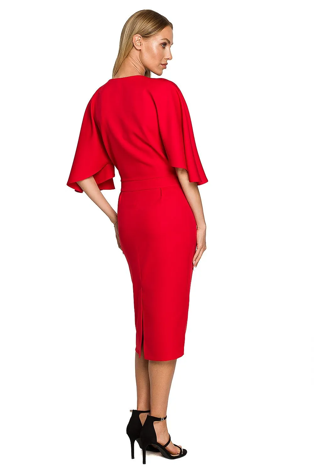 Ruffled Sleeve Fitted Cocktail Dress