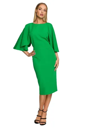Ruffled Sleeve Fitted Cocktail Dress