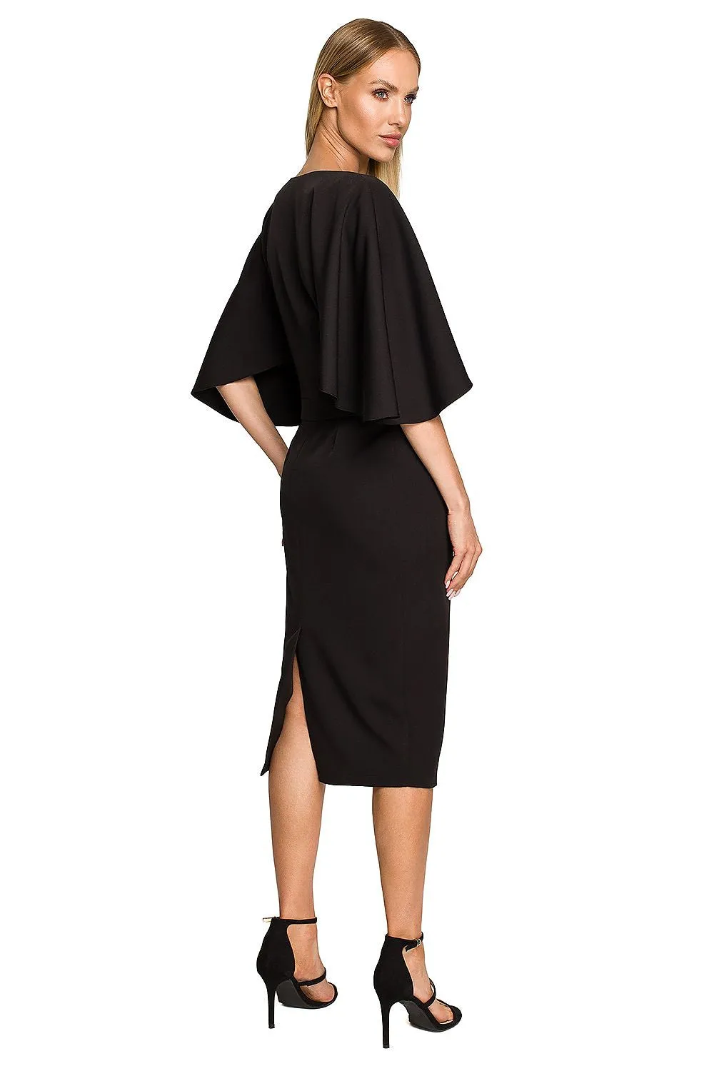 Ruffled Sleeve Fitted Cocktail Dress