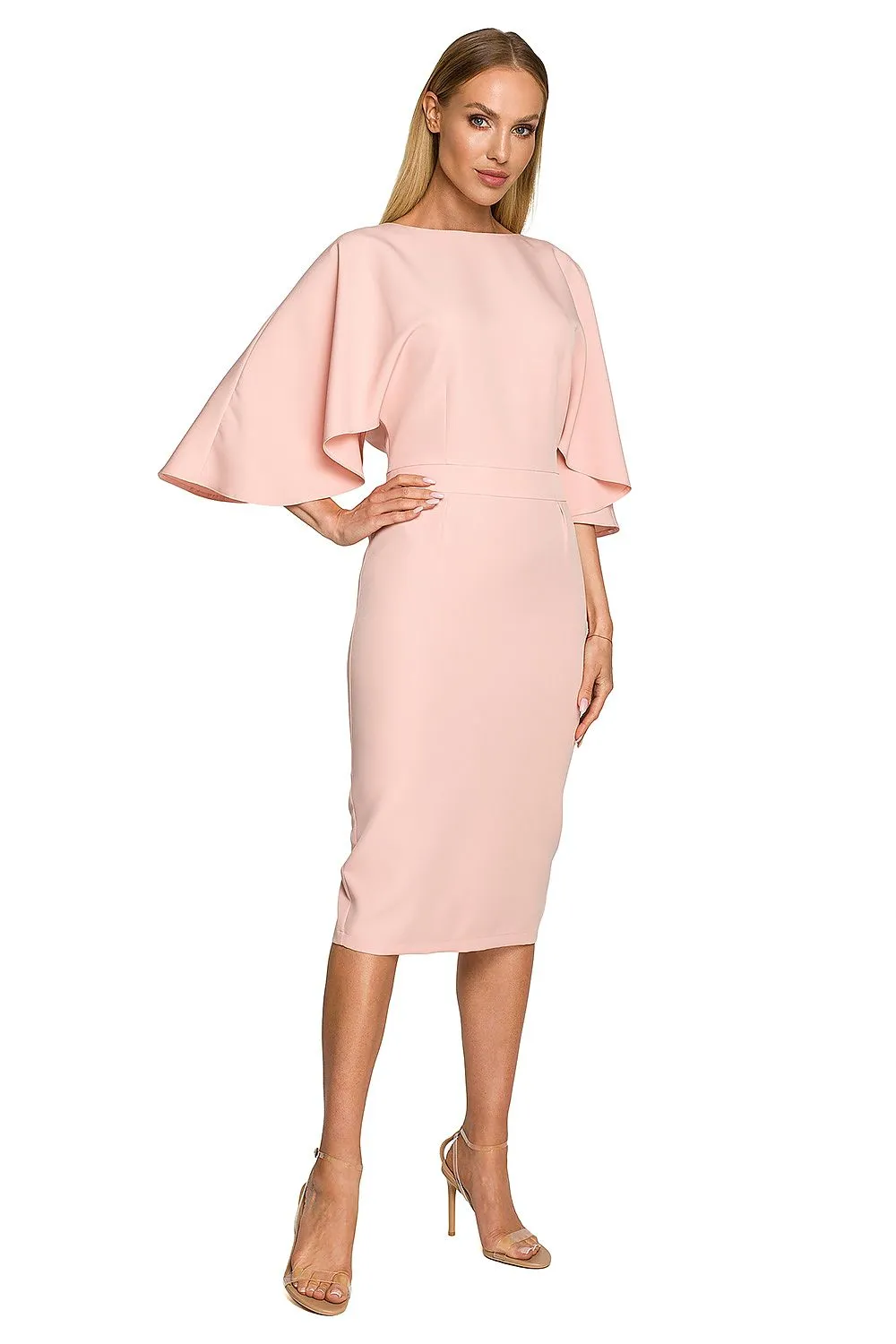 Ruffled Sleeve Fitted Cocktail Dress