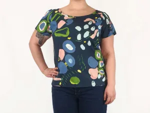 Rummage Style blue abstract print top size 16