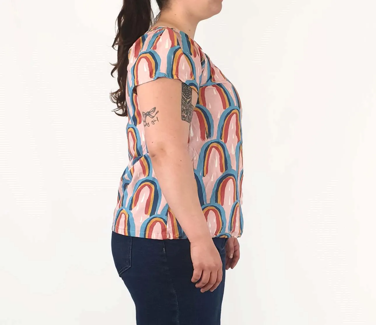 Rummage Style pink rainbow print top size 16