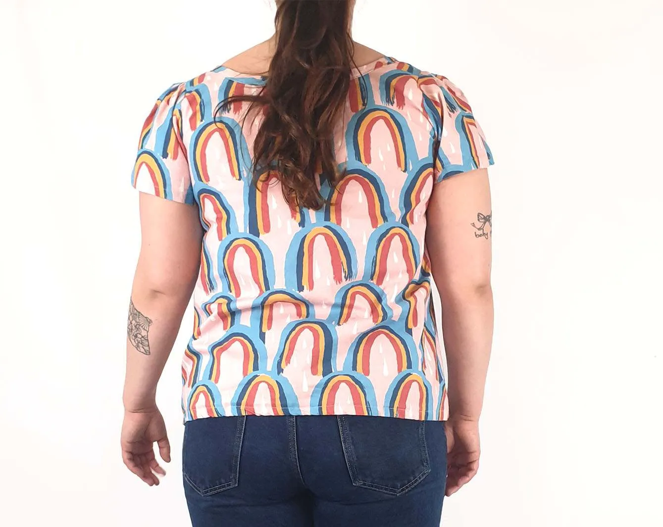 Rummage Style pink rainbow print top size 16