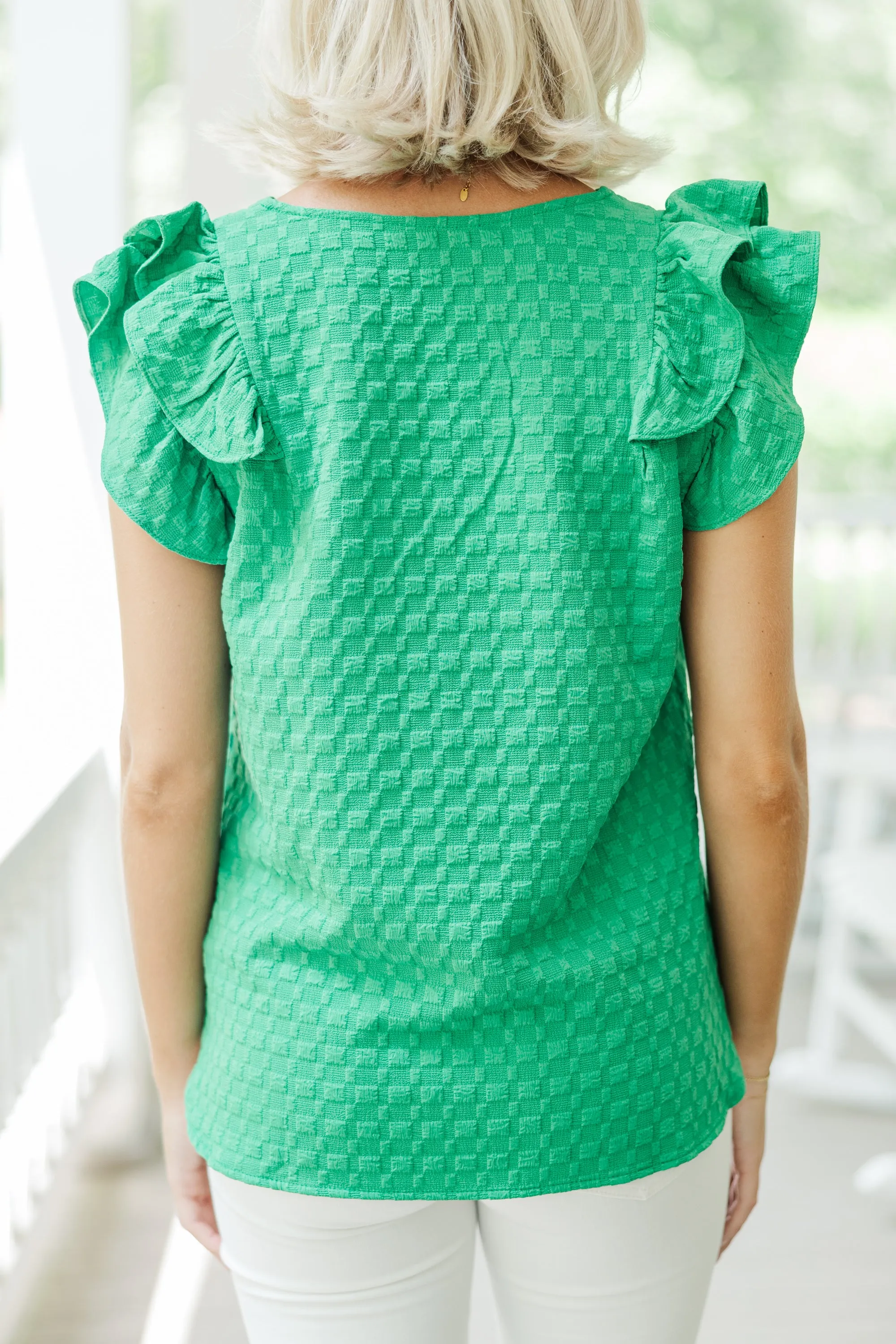 See It All Green Textured Blouse