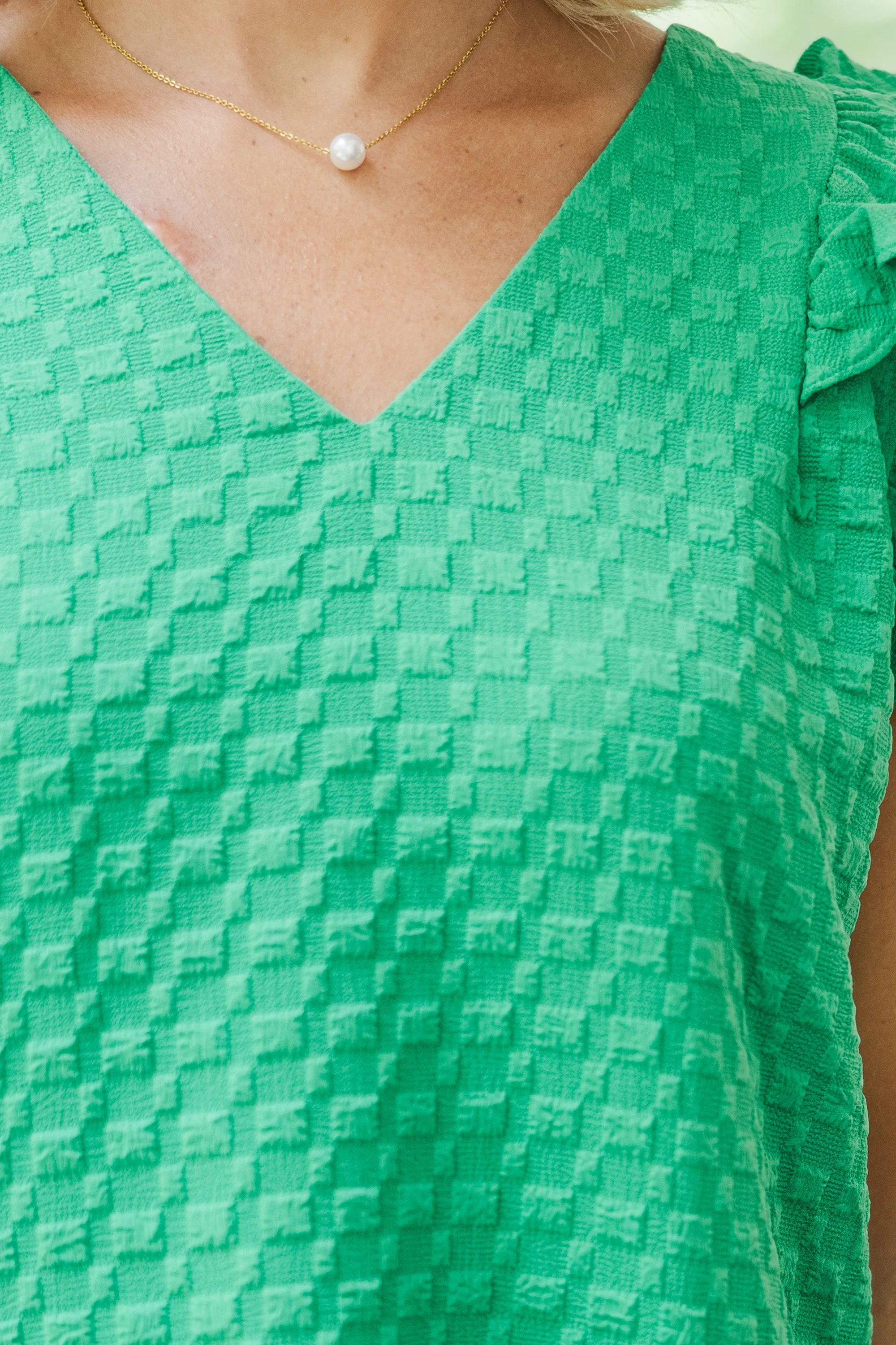 See It All Green Textured Blouse