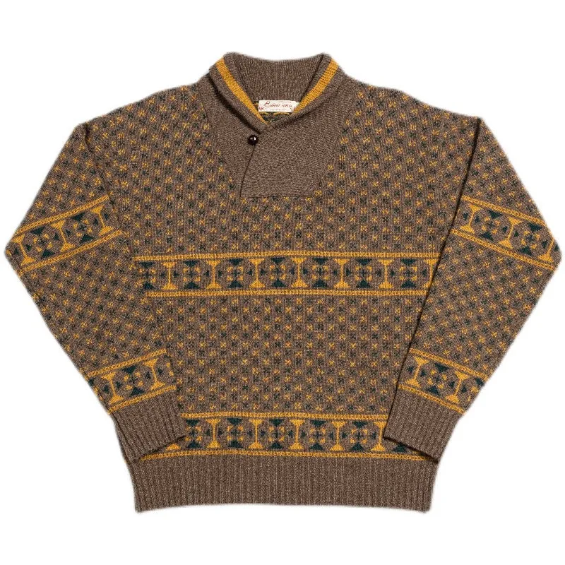 Shawl Collar Patterned Sweater