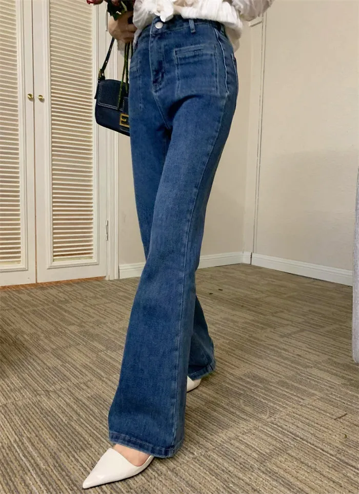 Sherraine Textured Long Sleeve   High Waist Jeans Set